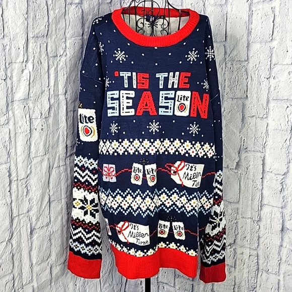 MILLER BREWING COMPANY Men's‎ Christmas Sweater Size XXL - Picture 1 of 8
